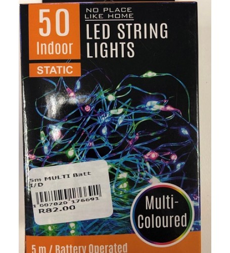 LED INDOORS STRING LIGHTS 5 METERS MULTI COLOURED BATTERY OPERATED 